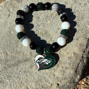 Green and Black Beaded Bracelet with Heart Charm
Philadelphia Eagles